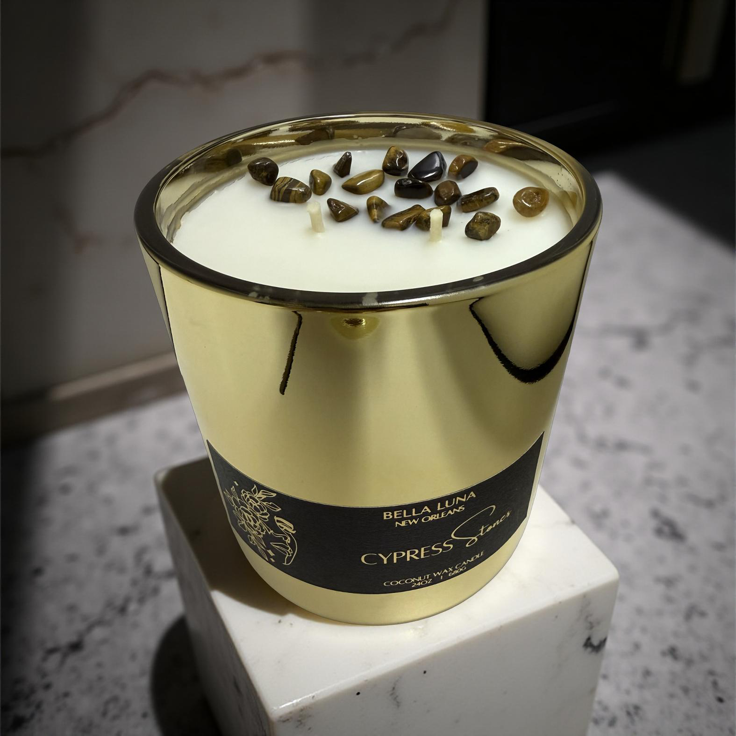 24oz Candle & Linen Spray set - Cypress Stones