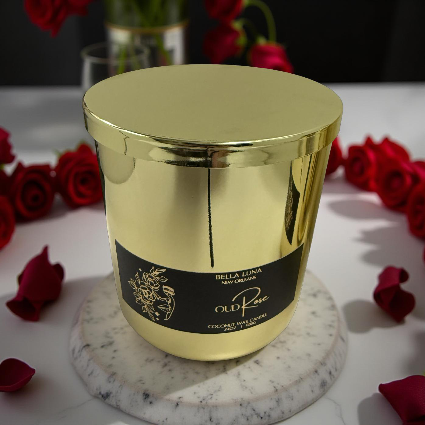 24oz Candle & Linen Spray set - Oud Rose